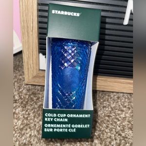 Starbucks blue jeweled keychain ornament